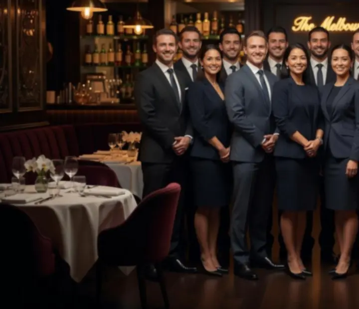 Pocket Pairs Supper hospitality team in a dimly lit lounge setting